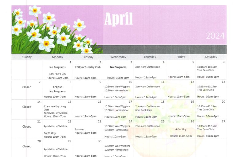 April Calendar and Newsletter